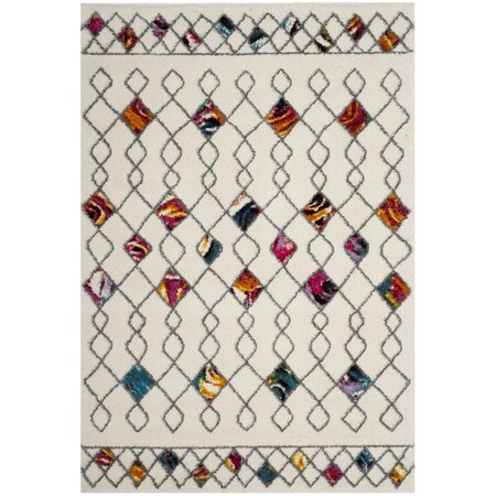 Safavieh Fiesta Shag Power Loomed Medium Rectangle Area Rug; Cream & Multicolor - 6 ft. 7 in. x 9 ft. 2 in. FSG361A-6